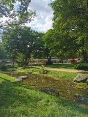 Fototapeta premium Bad Abbach, Germany. Spa gardens. Green parkland