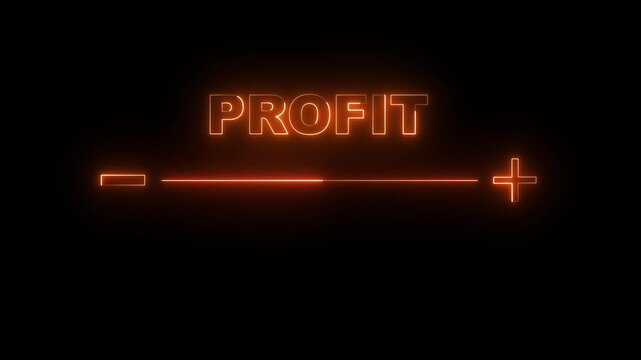Glowing neon profit added icon animation. neon business profit concept.  increase profit, company profit add, growth plan. Positive thinking or personal development. 4k video animation.