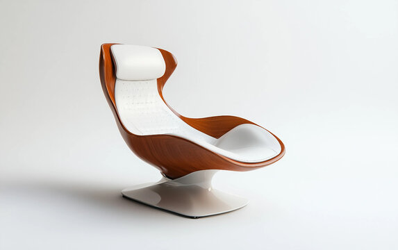 Conceptual artwork of an anti gravity chair slightly elevated with futuristic levitation design isolated on white background PNG