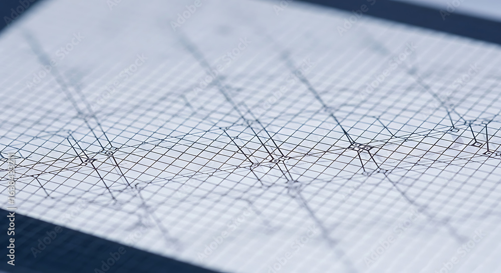 Poster lines and patterns on a graph demonstrate data trends and analysis