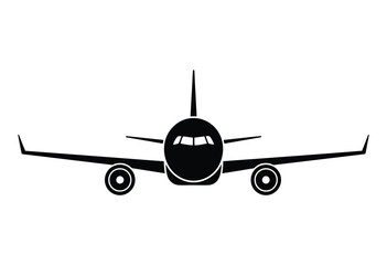 Airplane Front View Silhouette &ndash; Jet Aircraft Vector Icon