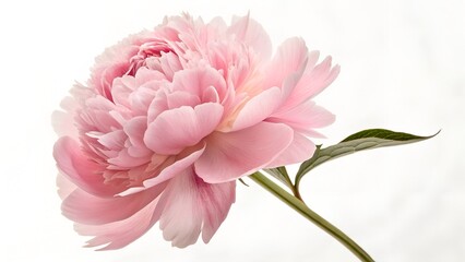 Fototapeta premium Beautiful pink peony flower isolated on white background, a delicate blossom
