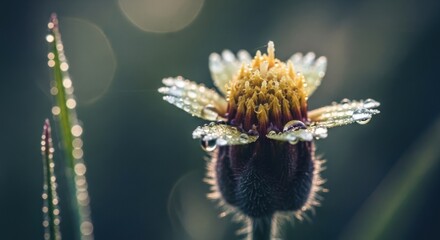 Close-up of a dew-kissed flower bud
