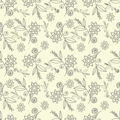Seamless beautiful vintage flower pattern textile design

