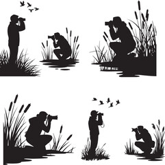 Bird watching silhouette vector illustration for nature photography enthusiasts art