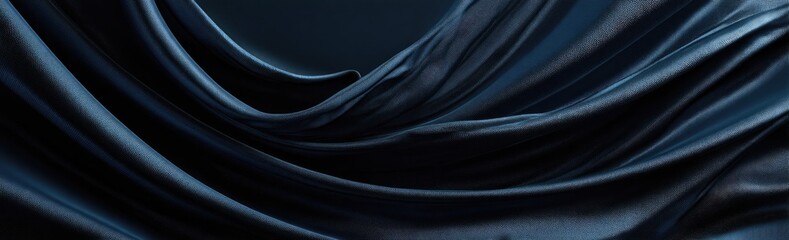 Deep blue fabric drapes in flowing folds (2)