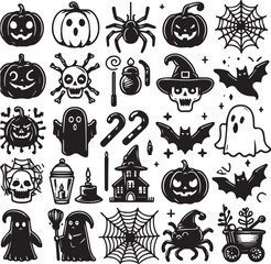 Black Minimalist Halloween Shelter Icons