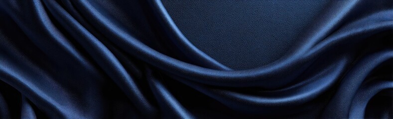 Draped deep blue silk fabric