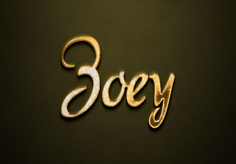 Old gold text effect of name Zoey with 3D glossy style Mockup