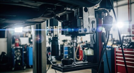 Automotive repair machine in a garage