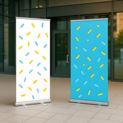 Two Outdoor Pop Up Roll Up Banner Mockup