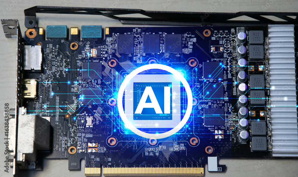 Poster pcb board concept with cpu and ai controlling the system