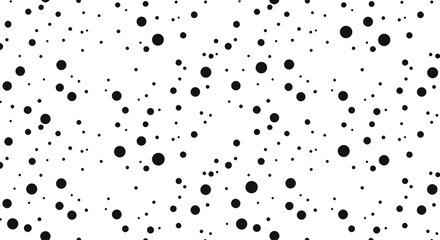 Seamless polka dot pattern. Random black dots background. Transparent PNG and vector illustration.