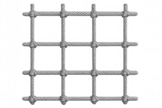 Intertwined rope forming a grid pattern against a transparent background, ideal for nautical or safety-themed designs
