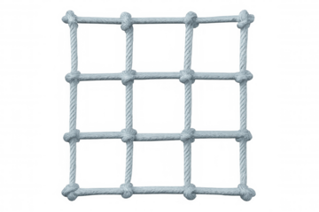 Rope grid forming nine square sections isolated on transparent background, ideal for nautical or safety-related designs