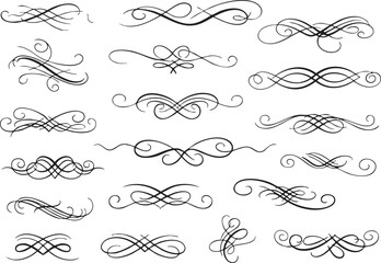 Elegant black flourish ornaments and swirls for design