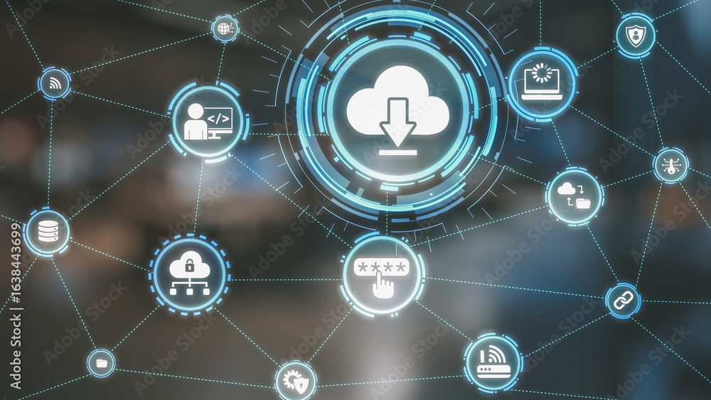 Poster cloud computing, cloud strategy, and cloud technology transforming digital infrastructure with scala