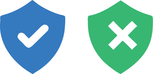 Obraz premium Tick mark Cross sign with shield icon