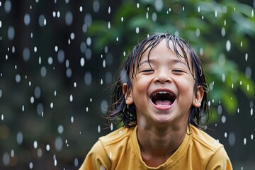 Resilient Child Finds Joy in Rainy Day Playtime