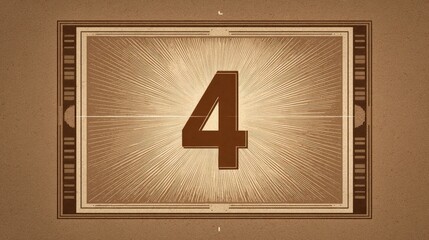 Retro film frame with number four
