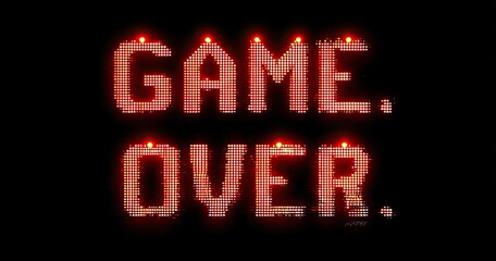 Red pixelated "GAME OVER" text on black background