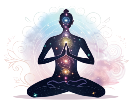 yoga woman in lotus position isolated on white background. PNG Transparent file type with high definition quality And vibrant color grading Available.