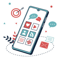 Smartphone vector with modern app icons in flat design

