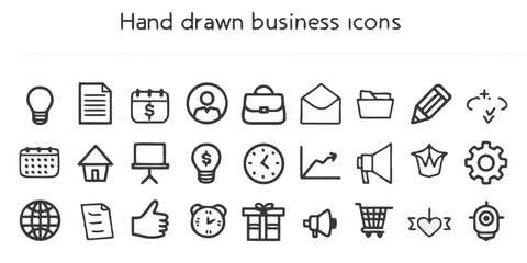 Collection of hand drawn business and finance icons