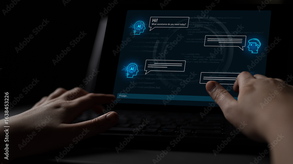 Poster ai chatbot interface facilitates communication, chatbot, and ai interaction for automated user suppo