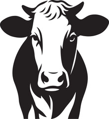 Black and white portrait of a cow's face cattle bovine