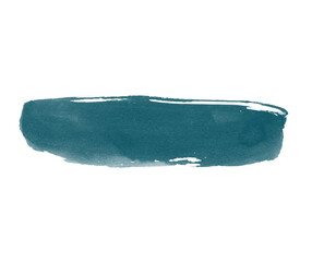 Teal Brush Stroke on Transparent Backdrop Artistic Element for Digital Design Projects and Creative Compositions, Isolated Paint Smear Texture Overlay