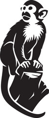 Black silhouette of a monkey on a rock primate animal