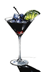 watercolor cherry cocktail vector illustration