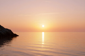 Sanfter Sonnenuntergang &uuml;ber ruhigem Meer - Sommer Wallpaper - Hintergrundbild