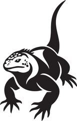 Obraz premium Black silhouette of an iguana with a patterned head