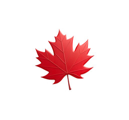 Vibrant 3D Red Maple Leaf with Rounded Beveled Edges – Canadian Symbol, Autumn Icon, and Nature Emblem in Clean Graphic Style