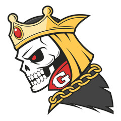 Obraz premium King Skull Mascot Vector — Crowned Skull Illustration for Logo and Graphic Design