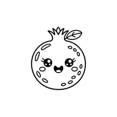 Fototapeta premium Cute Cartoon Pomegranate Illustration Happy Fruit Design
