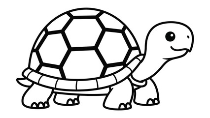 Charming Cartoon Tortoise: A delightful cartoon of a tortoise, depicted in a simple, monochrome style, showcasing its iconic shell and gentle, friendly features.