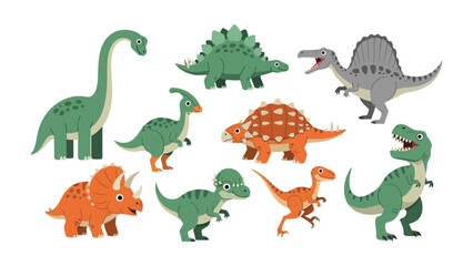 Dinosaur Extravaganza: A vibrant collection of meticulously crafted dinosaur illustrations. The playful dinosaurs, each uniquely depicted. © mahmuda428