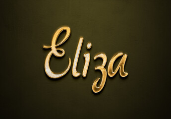 Old gold text effect of name Eliza with 3D glossy style Mockup