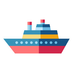 Colorful cruise ship illustration for maritime travel and vacation concepts