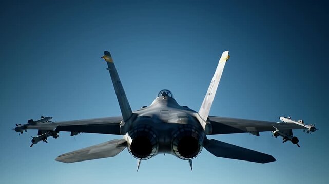 Fighter Jet Flying at High Speed in Clear Sky with Contrails