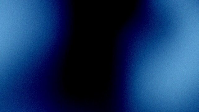 Soft blue to royal blue gradient wave on black background 4K. Abstract dark backdrop with flowing motion of blurred lights. Grainy noise, rough, grunge texture. Retro, old, vhs, lo-fi, analog design