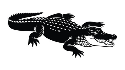 Fototapeta premium Crocodile Silhouette: A striking silhouette of a crocodile, captured with bold lines and a touch of artistic flair, perfectly captures the essence of strength, power.