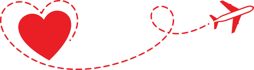 Airplane with dotted line route. flying plane with twisted, curved and straight dashed trace path. transparent png and vector illustration.