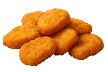 Chicken nuggets piled up isolated. Dino chicken nuggets. Fried chicken nuggets