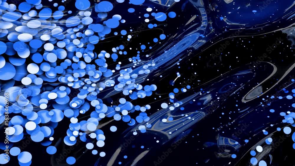 Poster 3d animated 4k loop: hypnotic blue liquid background. a captivating abstract animation with a shimme