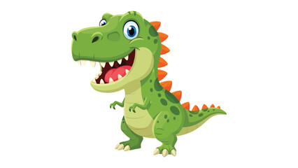 Cheerful Cartoon Dinosaur: A vibrant and friendly cartoon dinosaur stands with a welcoming grin, embodying the joy and wonder of prehistoric creatures in a bright, eye-catching illustration.