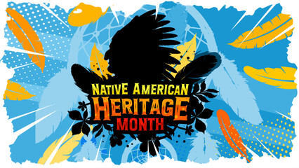 Native american heritage month - chief silhouette, feathers, culture, celebration